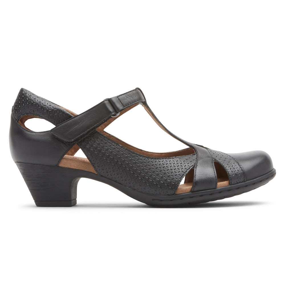 Rockport Singapore Womens Heels - Brynn T-Strap Black - UG6491387